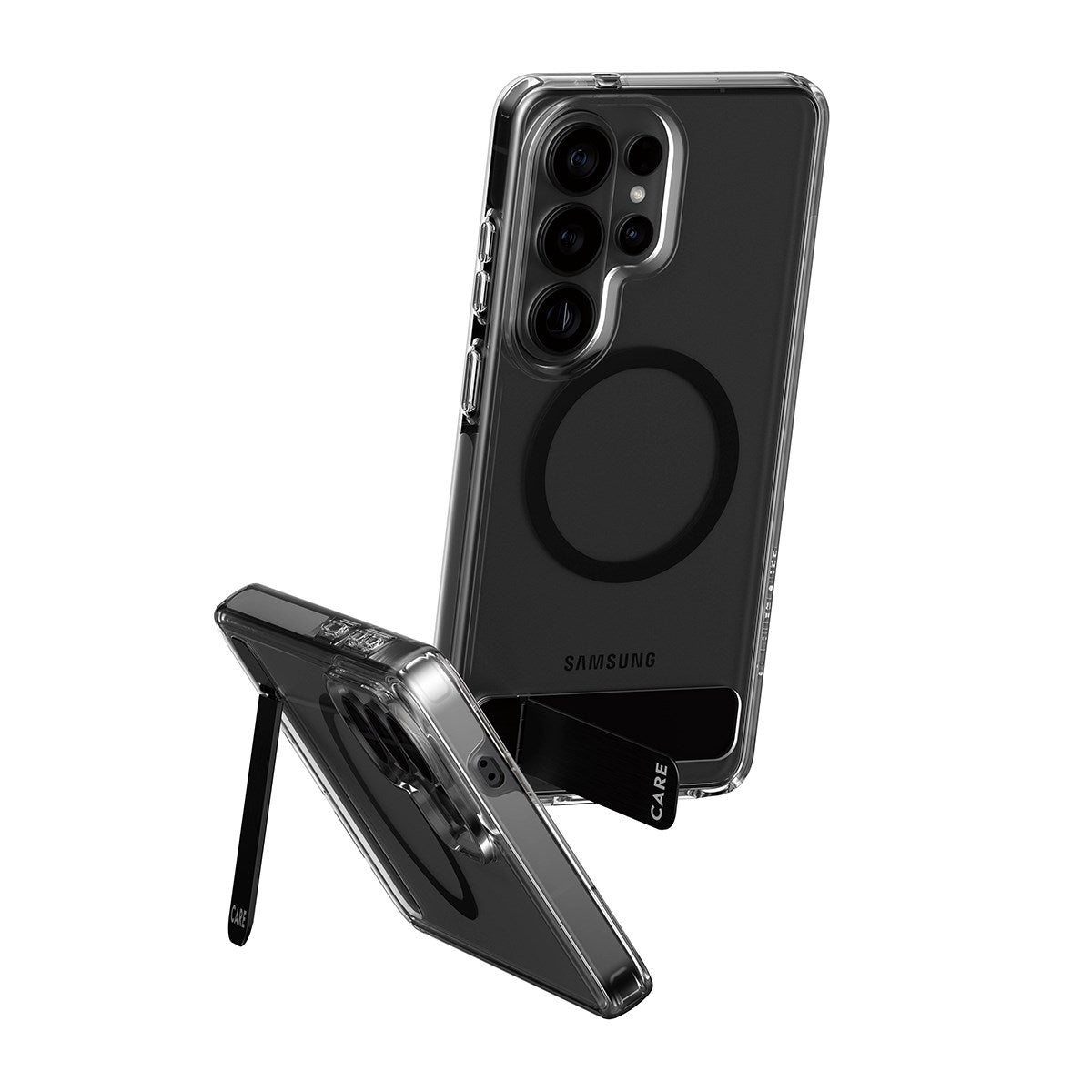 CARE™ by PanzerGlass® Urban Explorer Case Transparent w. Black Kickstand & Qi Samsung Galaxy S26 Ultra